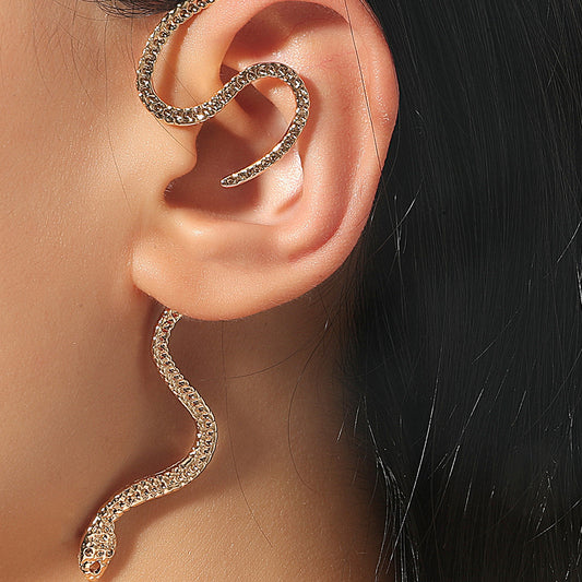 Vintage Zircon Snake-shaped Earrings For Women