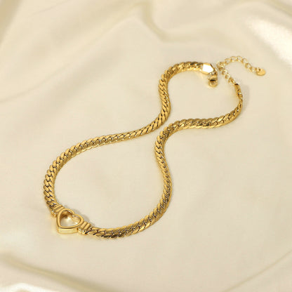 Cuban Chain Heart Necklace 14K