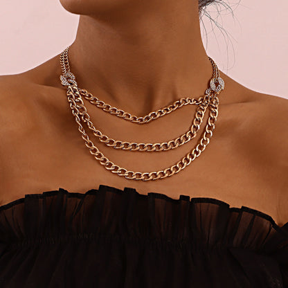 Multi-layered Cuban Thick Necklace With Diamonds